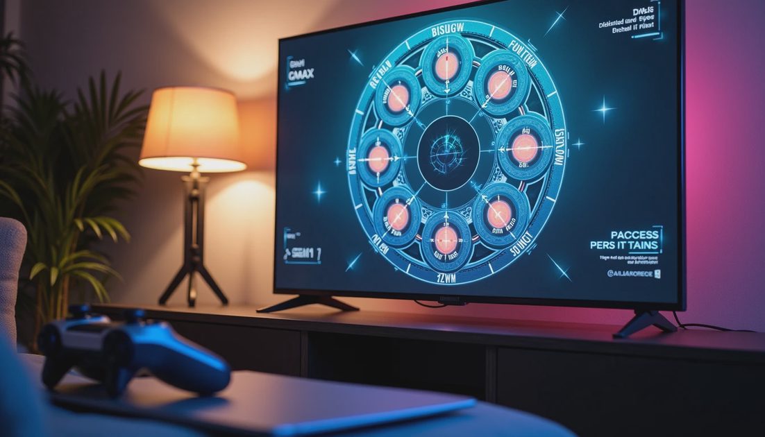 in game skill tree with percentage nodes on a TV