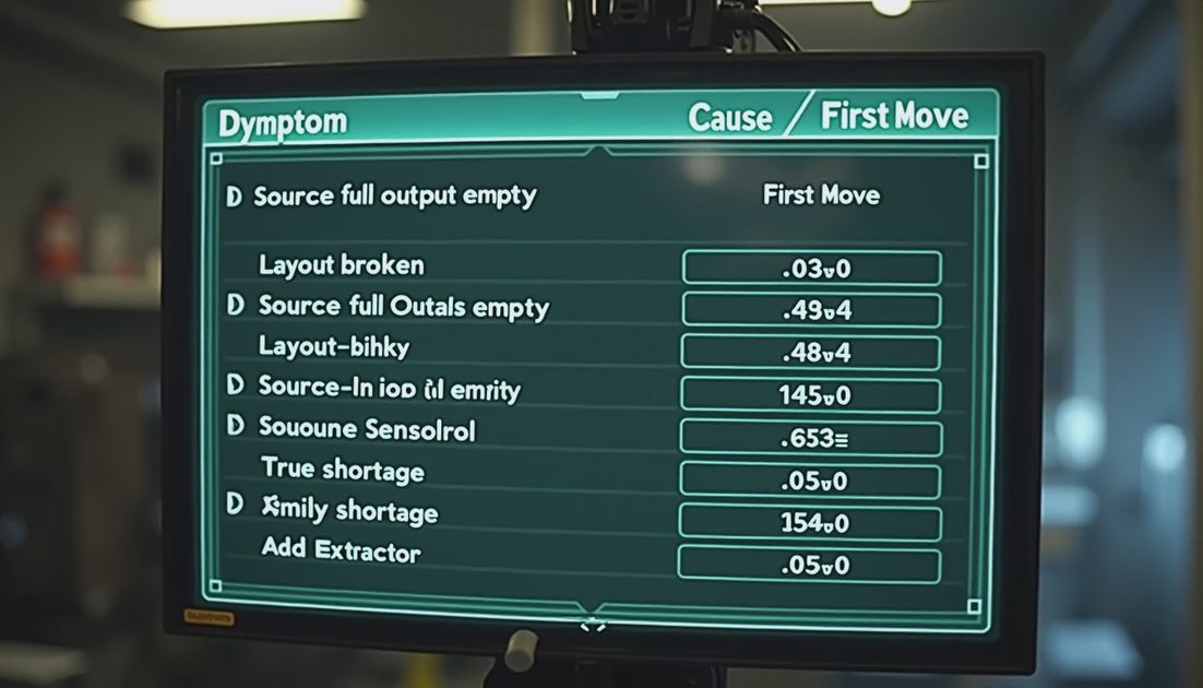 in-game shortage versus layout decision table